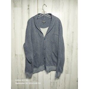 Wallin & Bros Sweater Mens 2XL XXL Shawl Collar Blue Cardigan Fisherman